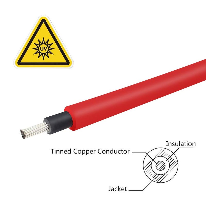 Renogy 20FT 10AWG Solar Panel Extension Cable with Male and Female Connectors, 20Ft. 10AWG, 1 Pair (Red and Black) - Image 5